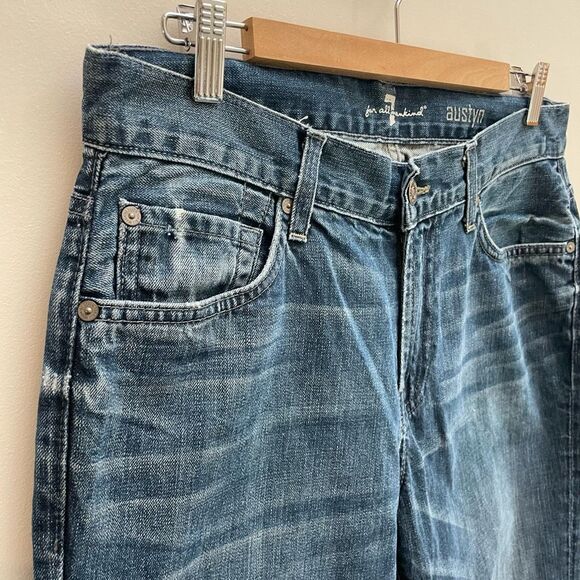 7 Seven For All Mankind Jeans Austyn Mens Size 32 Blue Straight Leg Hemmed - Picture 4 of 12